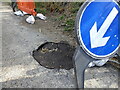 Road subsidence near Llanfihangel-y-Creuddyn