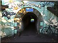 Mural at entrance to pedestrian tunnel