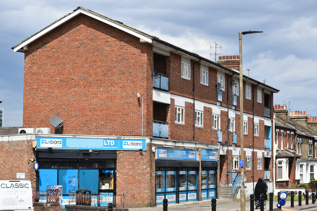 Convenience store on ground floor of flats, Herbert Road
