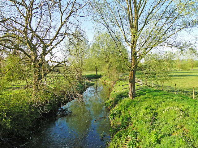 River Deben downstream at Brandeston Bridge