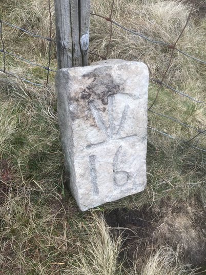 Old Boundary Marker 16 or 91 on Upper Dead Edge, Dunford parish