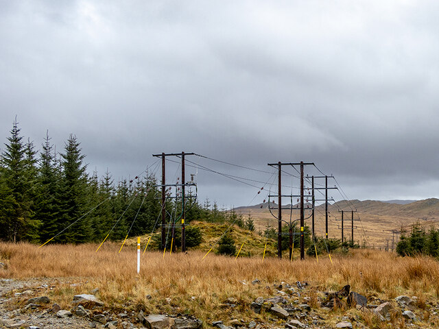 Electricity poles for A' Chruach wind farm