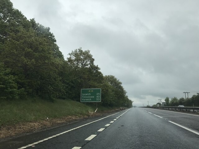 Signage on the A14 - Eastbound