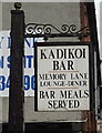 Sign for the Kadikoi Bar, Kilmarnock 