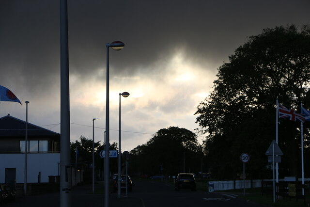 Westward view from the road entrance to Grey Harlings Hotel