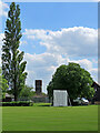 Cottenham: cricket ground and water tower