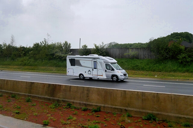 Motorhome on the A1(M) near Londonderry (North Yorkshire)