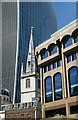 TQ3380 : City of London : tower and spire, Margaret Pattens Church by Jim Osley