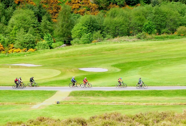 Cyclists at Innerleithen golf course