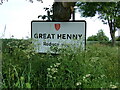 TL8837 : Great Henny Village Name sign by Geographer