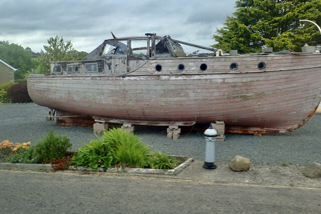 Boat outside Sweet Bites on the A25 near Rathfriland