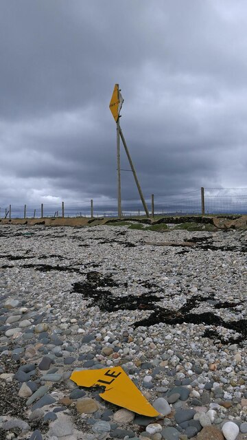 Under-sea power cable warning sign, Rhunahaorine Point, Argyll