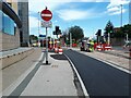 Cycle lane under construction, Meadow Road, Leeds