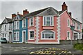 Aberaeron: Houses at the junction of Beach Parade and Wellington Street