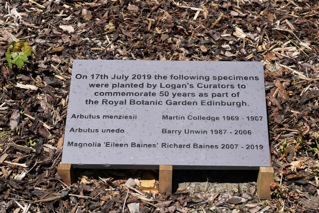 Commemorative Plaque, Logan Botanic Garden