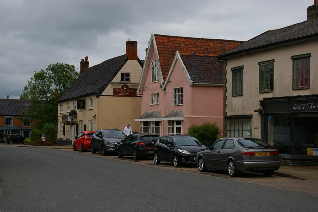 Church Street, Stradbroke, with the White Hart pub