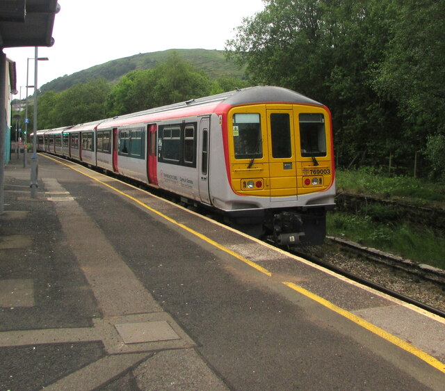 Class 769 dmu at Brithdir station
