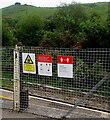 Three notices on the approach to Brithdir railway station 