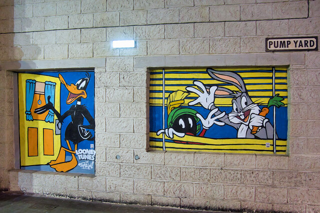Looney Tunes Art Trail #11, Daffy, Marvin and Bugs at the Printworks