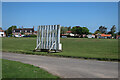 TG1834 : Cricket pitch, Alborough village green by Hugh Venables