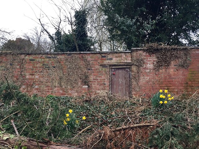 Old door in a garden wall by St Nicholas Park, Warwick