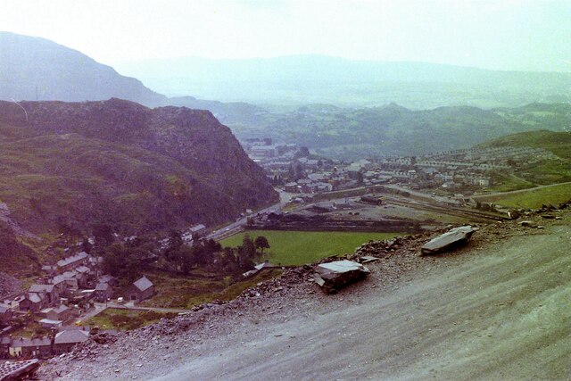 View down towards Blaenau Ffestiniog from Gloddfa Ganol, 1981