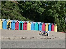SH3331 : Colourful beach huts at Llanbedrog by Oliver Dixon