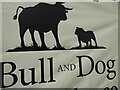 Closeup of the pub sign for the Bull & Dog  pub at Coton near Whixall