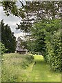 Walking to church along a grassy path