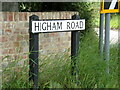 TM0435 : Higham Road sign by Geographer