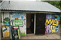 View of street art on a hut in Graham Street Park