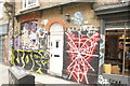 View of street art on the front of 125A Sclater Street