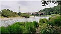 NY3856 : View from south bank of the River Eden towards Viaduct Bridge by Luke Shaw