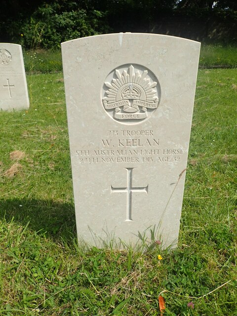War grave to Private Keelan in Woolwich Old Cemetery