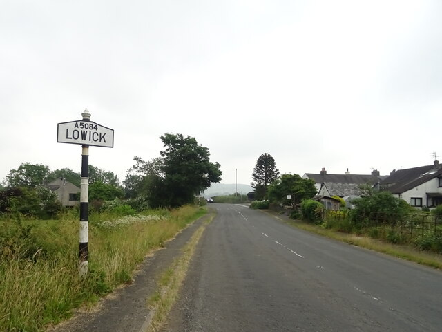 Old road sign on the A5084, Lowick