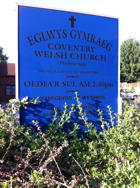 Signboard of Coventry Welsh Presbyterian Church