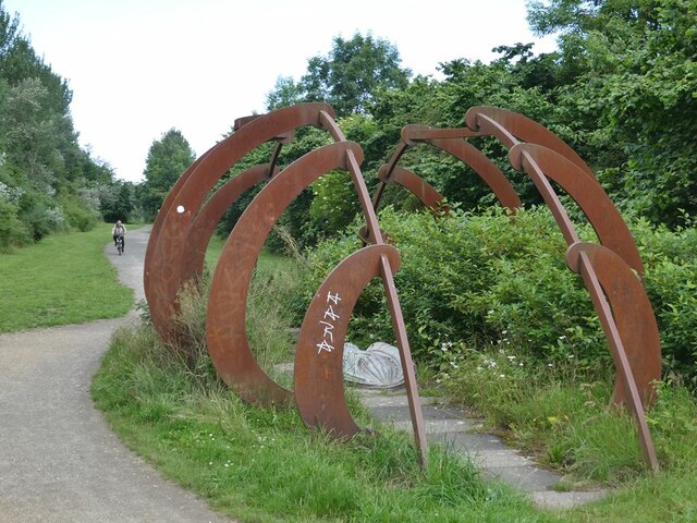 Art installation beside the Bowes Railway Path