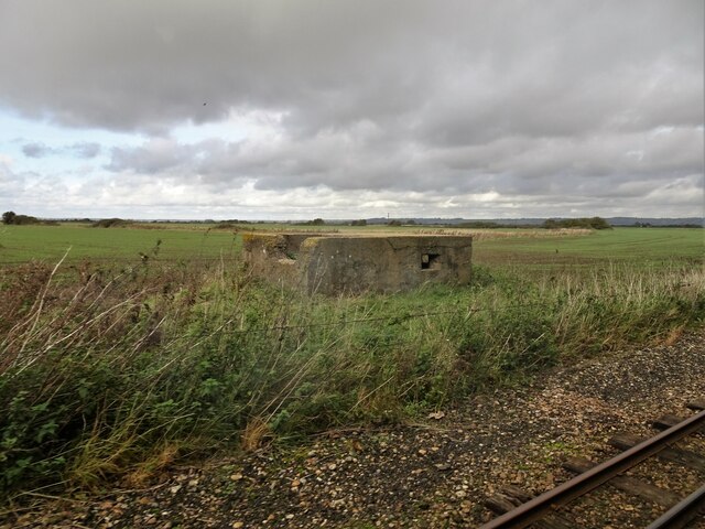 View from a Romney-Dungeness train - Old Pillbox near St. Mary's Bay