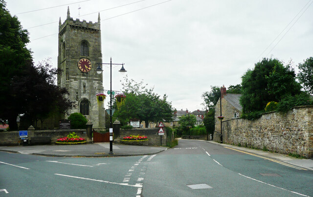 Road junction in front of the church, Barwick-in-Elmet