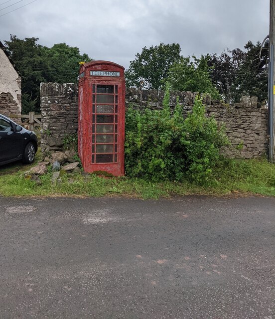 Disused red phonebox, Penyclawdd, Monmouthshire