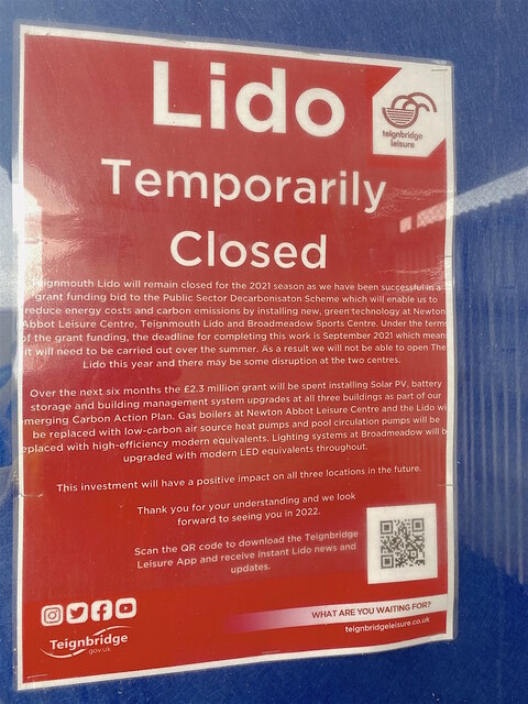 Teignmouth Lido temporarily closed