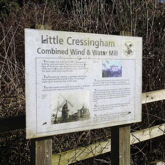 Little Cressingham wind and water mill information board