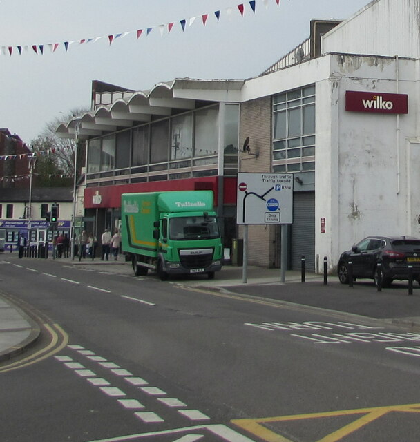 Green Tuffnells parcels lorry, Brackla Street, Bridgend