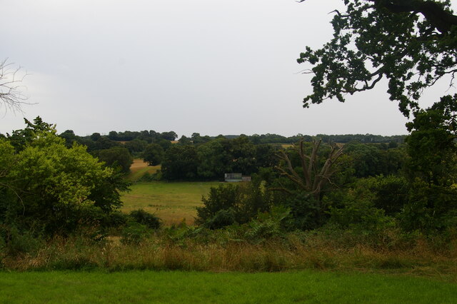 View southwards out of Baylham churchyard