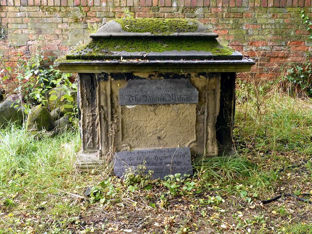Tomb of Anne Milnes. Lenton Priory Churchyard