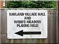 Sign at the entrance of Nayland Village Hall & Webb