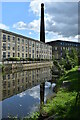 Canalside housing and former mill chimney, Britannia Wharf