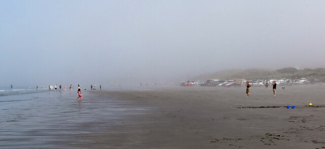Newport Beach under mist