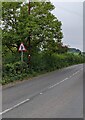 Warning sign - minor road junction ahead, Llangwm, Monmouthshire