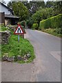 SO4200 : Warning sign - Road Narrows,  Llanynant Road, Llangwm, Monmouthshire by Jaggery